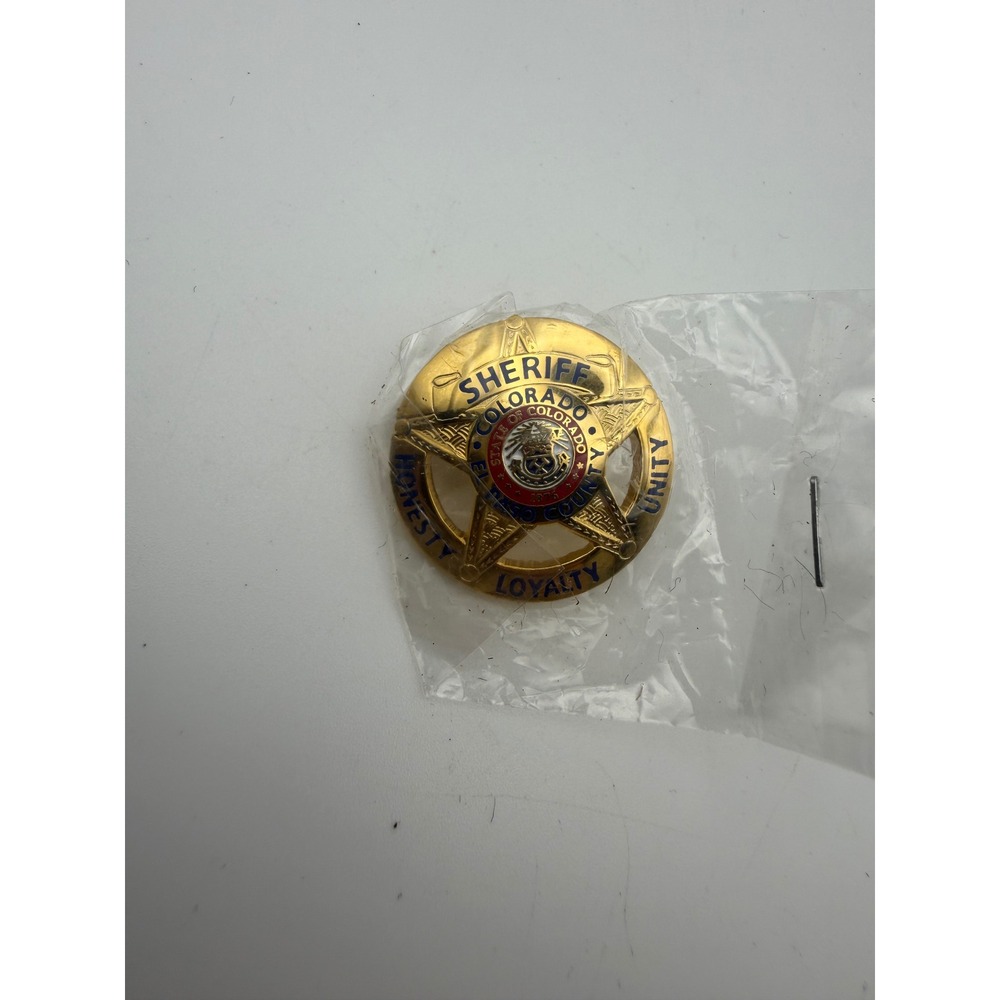 SymbolArtsColorado Sheriff Star Lapel Pin Gold Tone Enamel Honesty Loyalty Unity